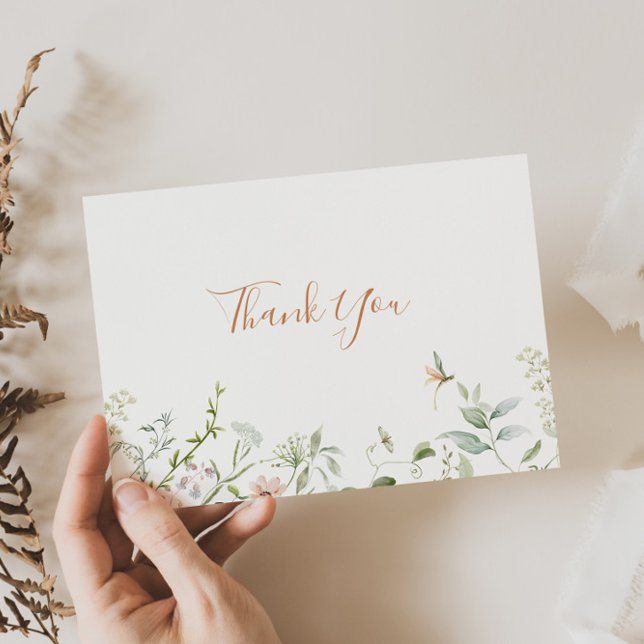 Fall Garden Wildflower Flat Wedding Thank You Card (Creator Uploaded)