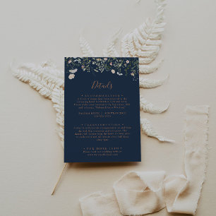 Fall Garden Wildflower Minimalist Wedding Details Enclosure Card