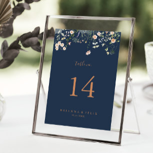 Fall Garden Wildflower Minimalist Wedding Table Number