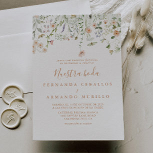 Fall Garden Wildflower Nuestra Boda Wedding Invitation