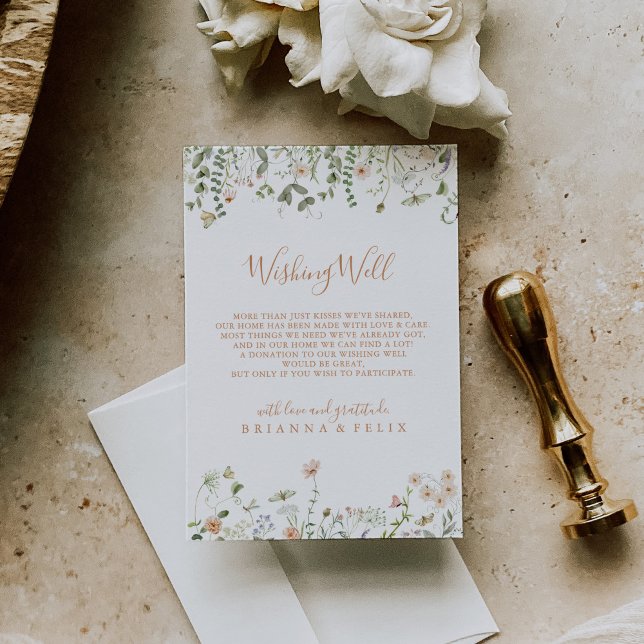 Fall Garden Wildflower Wedding Wishing Well Enclosure Card (Creator Uploaded)