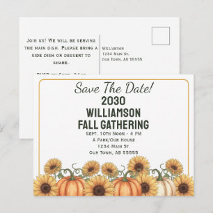 Fall Gathering Save The Date Sunflower Postcard