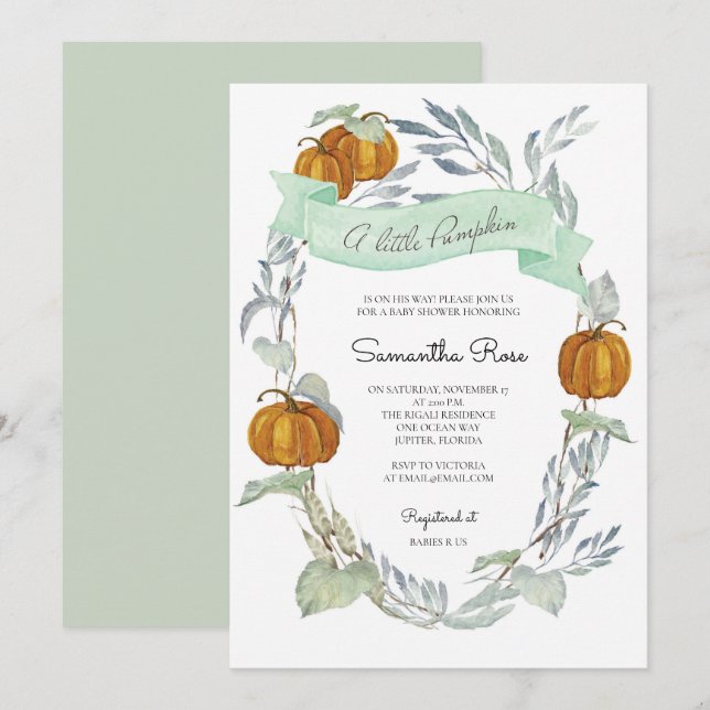 Fall Gender Neutral Baby Shower Invitations (Front/Back)