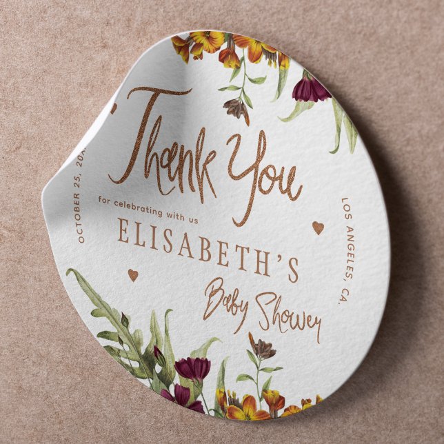 Fall gender neutral thank you baby shower favour classic round sticker (Creator Uploaded)