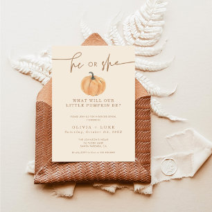 Fall Gender Reveal   Gender Neutral Little Pumpkin Invitation