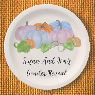 Fall Gender Reveal Little Pumpkin Theme  Paper Plate