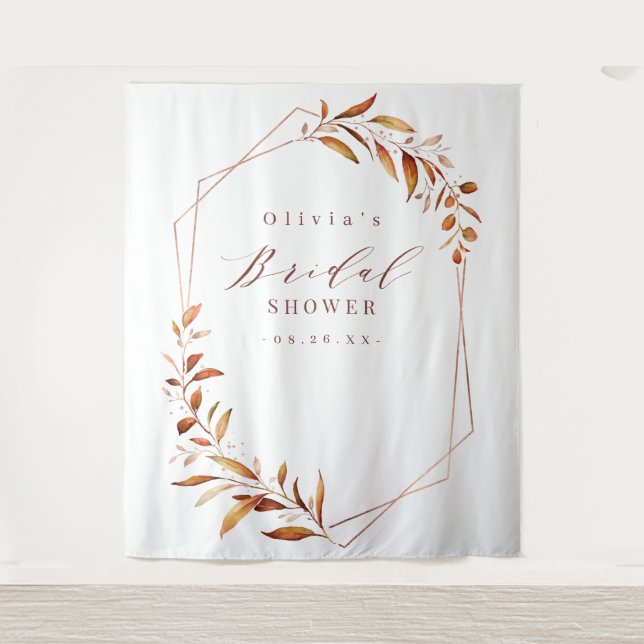 Fall Geometric Bridal Shower Photo Backdrop Tapestry (Front)
