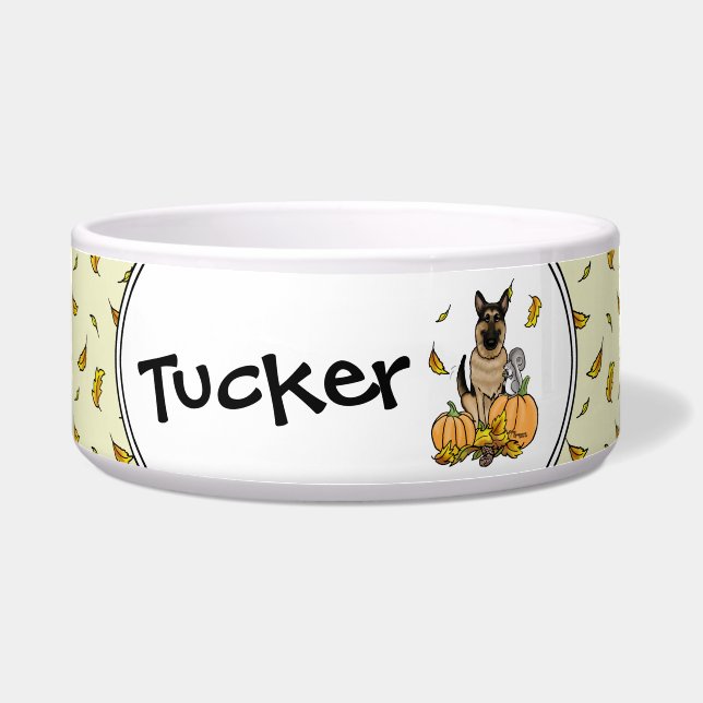 Fall German Shepherd Dog (black tan) Pumpkins Cute (Front)