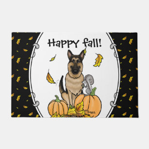 Fall German Shepherd Dog (black tan) Pumpkins Cute Doormat