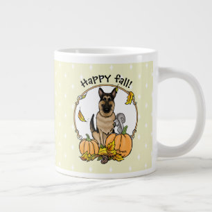 Fall German Shepherd Dog (black tan) Pumpkins Cute Large Coffee Mug
