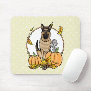 Fall German Shepherd Dog (black tan) Pumpkins Cute Mouse Mat