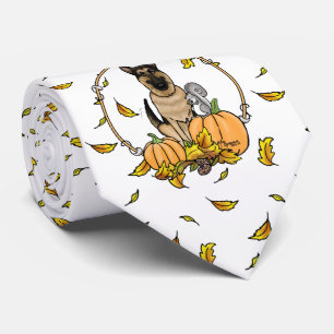 Fall German Shepherd Dog (black tan) Pumpkins Cute Tie