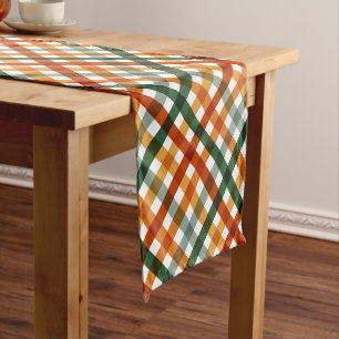 Fall Gingham Autumn  Short Table Runner