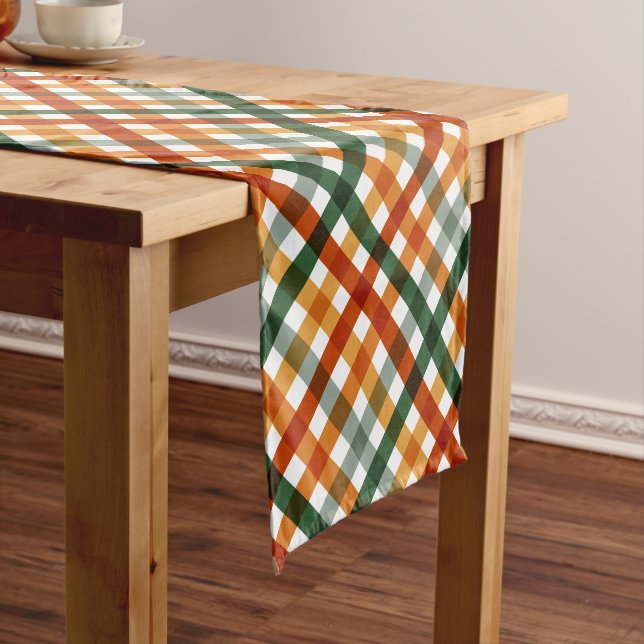 Fall Gingham Autumn  Short Table Runner (In Situ)