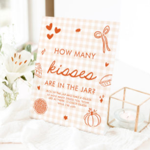 Fall Gingham Cutie Pie Guess How Many Kisses Game Pedestal Sign