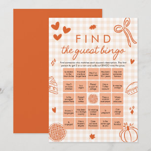 Fall Gingham Find the Guest Bingo Baby Shower Game Invitation