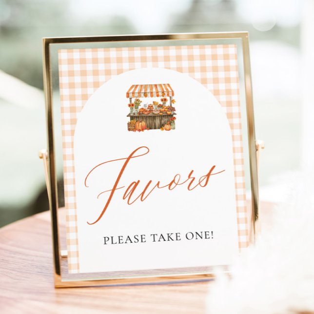 Fall Gingham Fresh Off The Market Favours Poster (Fall Gingham Fresh Off The Market Favors Sign)