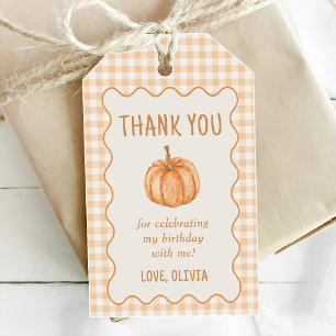 Fall Gingham Little Pumpkin Baby Shower Gift Tags