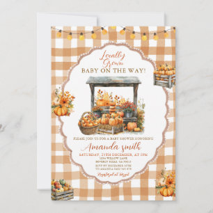 Fall Gingham Locally Grown Market Baby Shower Invitation
