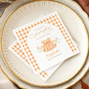 Fall Gingham Pumpkin Baby Shower Paper Napkins