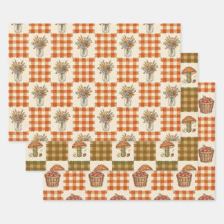 Fall Gingham Wrapping Paper Sheet