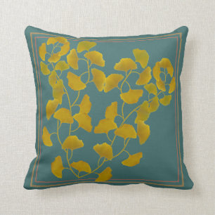 Fall Ginkgo Leaves Throw Cushion
