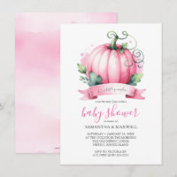 Fall Girl Baby Shower Invitations Little Pumpkin