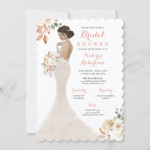 Fall Glam Bride in Gown Bridal Shower Invitation
