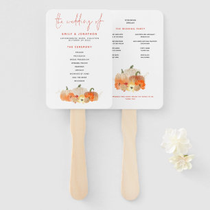 Fall Glittery Pumpkins Florals Wedding Program Hand Fan