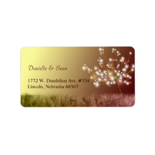Fall Glitzy Dandelion Wedding Address Label