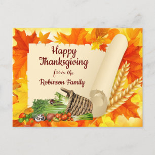 Fall Glory, Christian Family Thanksgiving Holiday Postcard