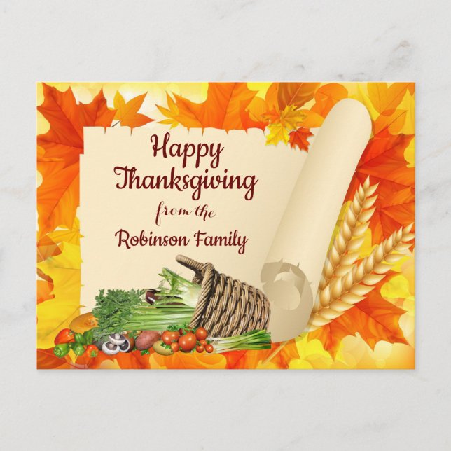 Fall Glory, Christian Family Thanksgiving Holiday Postcard (Front)