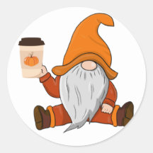 Fall Gnome and coffee vinyl sticker