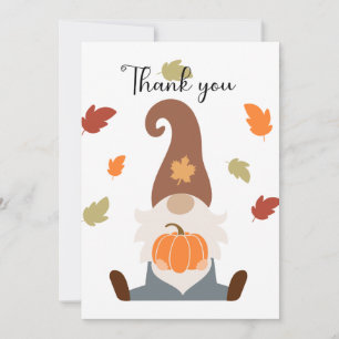 Fall Gnome Flat Thank You Card