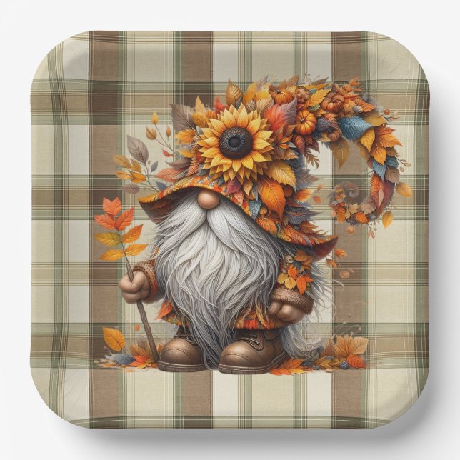 Fall Gnome  Paper Plate (Front)