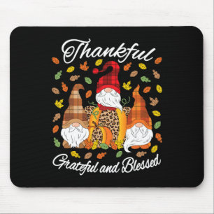 Fall Gnome Plaid Leopard Pumpkin Thanksgiving Bles Mouse Mat