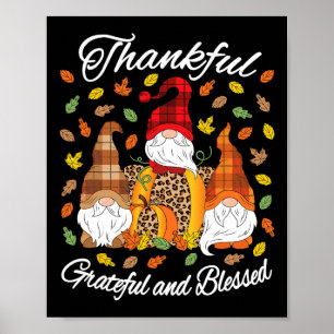 Fall Gnome Plaid Leopard Pumpkin Thanksgiving Bles Poster
