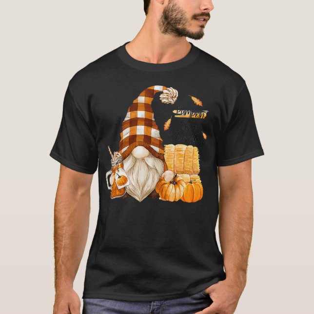 Fall Gnome Pumpkin Spice Everything Cute Gnome Hal T-Shirt (Front)