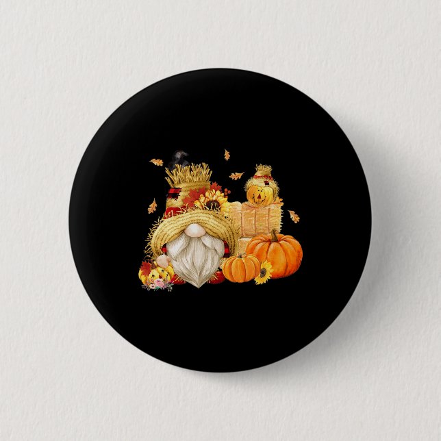 Fall Gnome Scarecrow Gnome Fall Halloween Thanksgi 6 Cm Round Badge (Front)