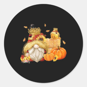 Fall Gnome Scarecrow Gnome Fall Halloween Thanksgi Classic Round Sticker