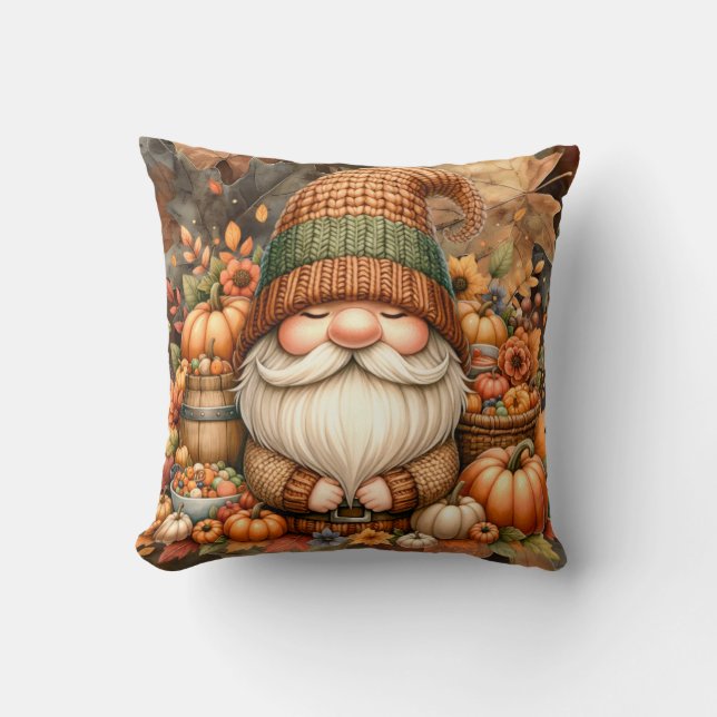 Fall Gnome Throw Pillow Cover – Cosy Autumn Decor  (Front)