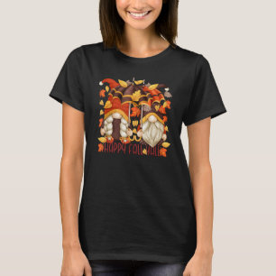 Fall Gnome Umbrella For Women Autumn Leaves Happy T-Shirt