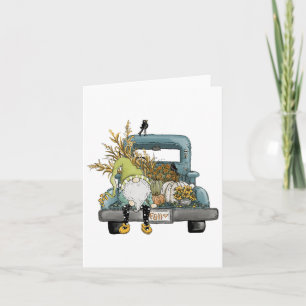 Fall Gnome Vintage Truck And Pumpkin  Card