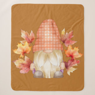 Fall Gnome With Leaves Sherpa Blanket