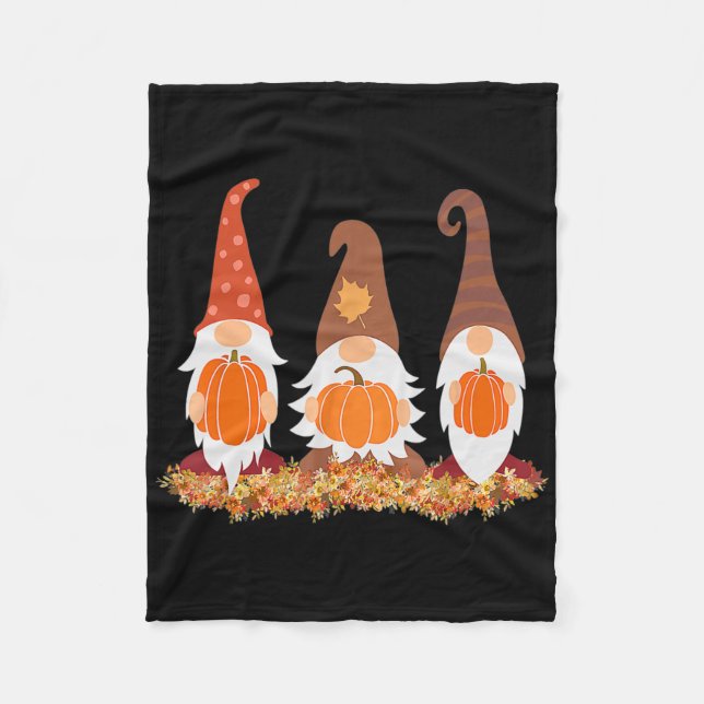 Fall Gnomes And Autumn Leaves Cute Graphic Gifts  Fleece Blanket (Front)