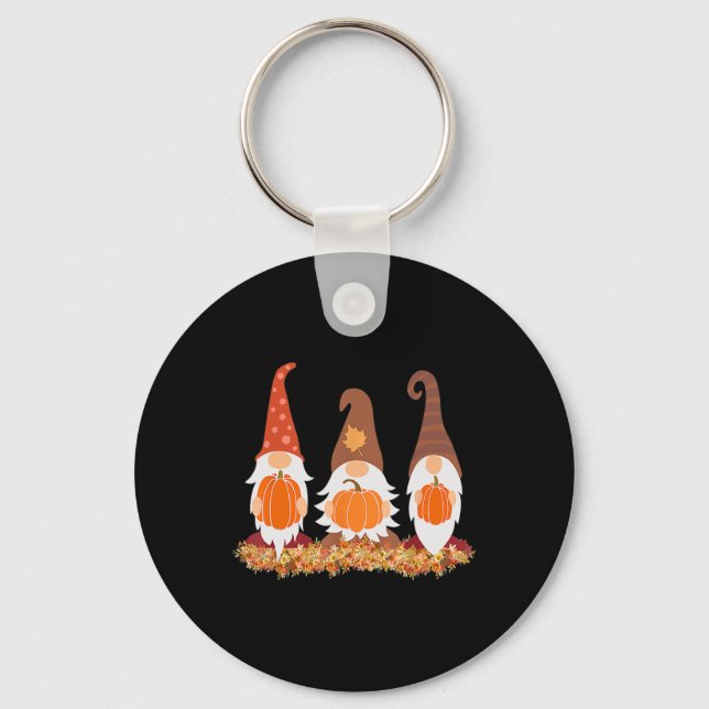 Fall Gnomes And Autumn Leaves Cute Graphic Gifts  Key Ring (Front)