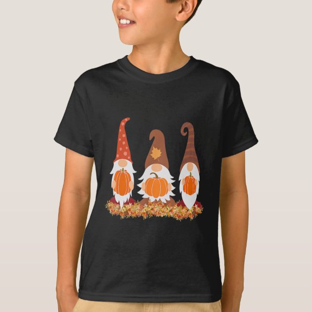 Fall Gnomes And Autumn Leaves Cute Graphic Gifts  T-Shirt (Front)