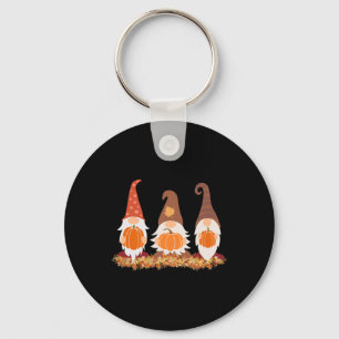 Fall Gnomes And Autumn Leaves Cute Graphic  Key Ring
