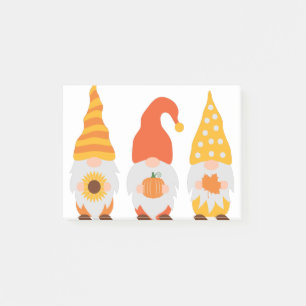 Fall gnomes. Cute cartoon autumn gnomes. Post-it Notes