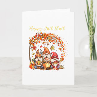Fall Gnomes Happy Fall Yall Autumn Leaves Tree Tha Card